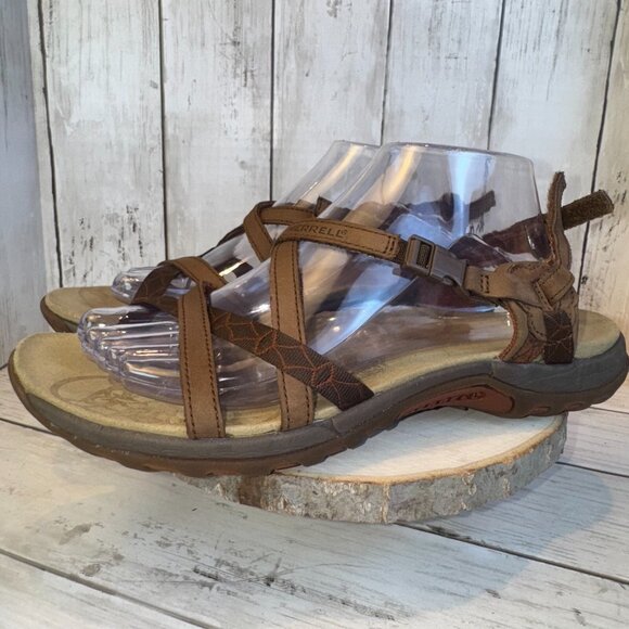 Merrell Q Form Women’s Size 10 Brown Leather Strappy Outdoor Sandals Dark Earth - Picture 3 of 6